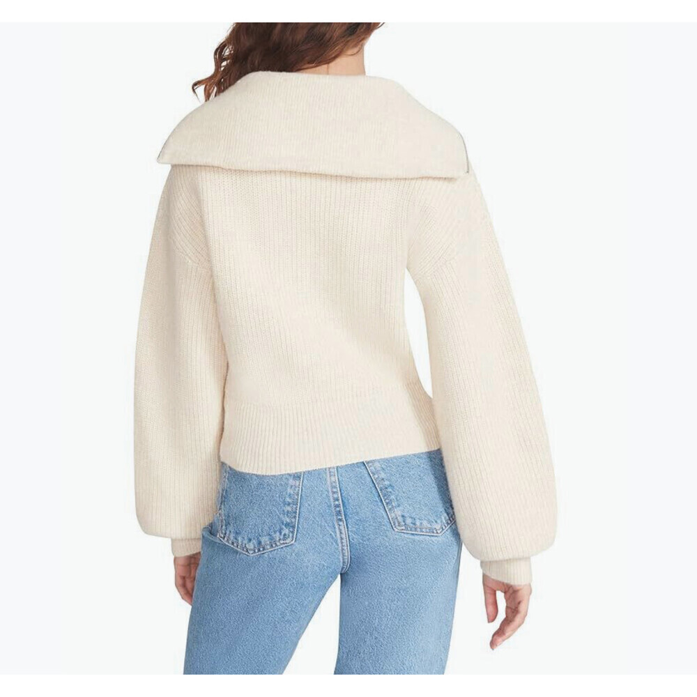 STEVE MADDEN Rowan Quarter Zip Pullover XS Ribbed Sulphur Springs Ivory - Picture 14 of 15